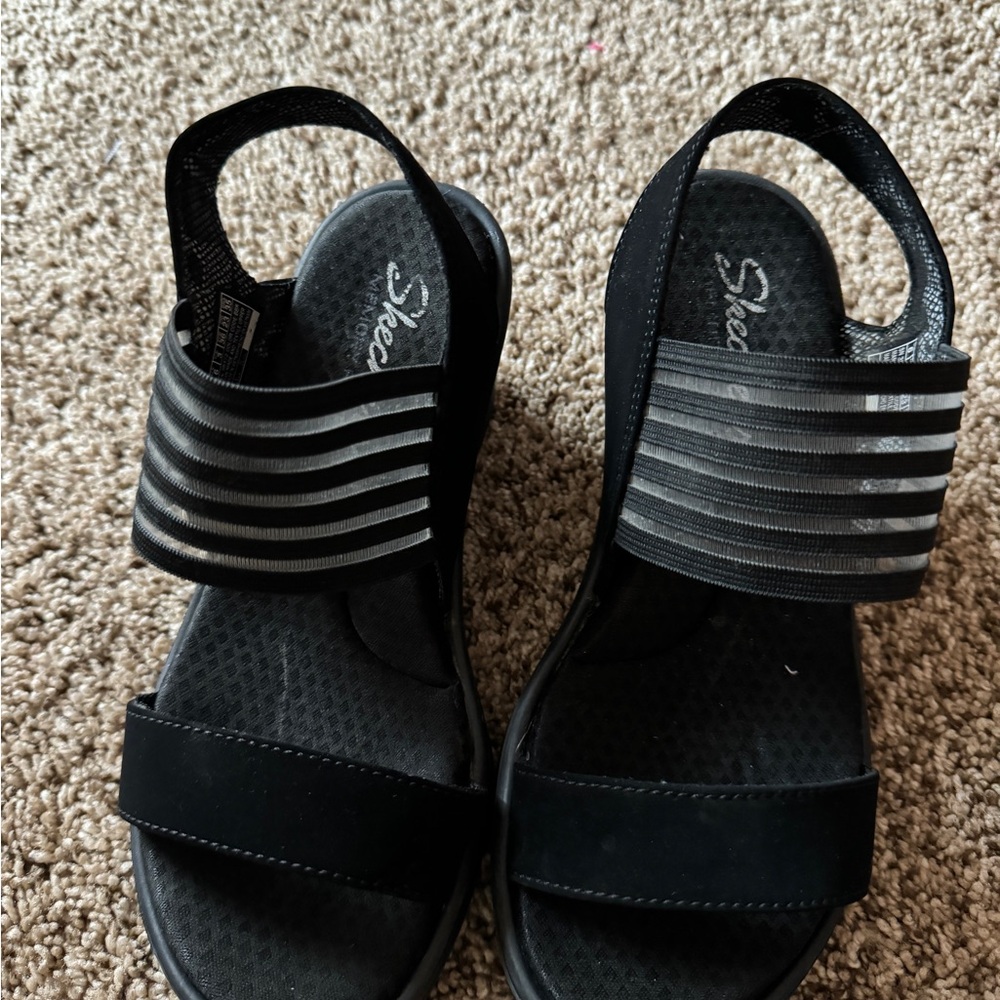 Ladies black Sketcher sandals